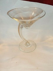 Set Of 5 Curved Stem Clear Margarita BAR Cocktail GLASSES..NICE!