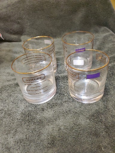 Waterford Set 4 Drink Cocktail Glasses Lot Pineapple Margarita Manhattan Recipes