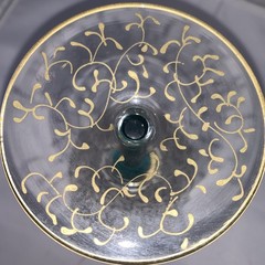 Pier 1 Rioja Martini Glass Jubilee Hand Painted Gold Scrolls Green Stem 8 Inch