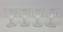Set Of 4 Anchor Hocking Manhattan Glass Wine Cordial Ribbed Glass 3.5” Art Deco