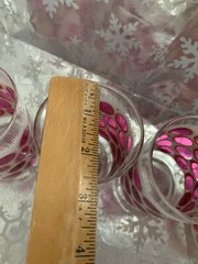 ❤️4 Libbey Concord Cranberry Coin Dot Sugar Frosted 12oz Drinking Glasses