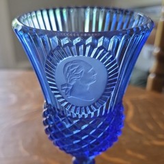 Vintage 1976 Avon Fostoria Cobalt Blue Glass Goblet. George Washington