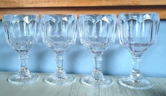 4 Paneled Stemmed Glass Water Wine Goblets 9oz Durable Heavy