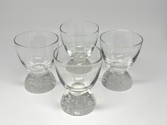 Set of 4 Vintage Footed Cordial Liquer Glasses Controlled Bubbles