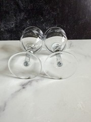 Vintage MCM Hand-Blown Grapevine Etched Wine Glasses Set of 2 Frosted Grapes