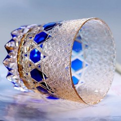 Luxury Cobalt Blue Crystal 11oz Hand Cut Cup | All-Purpose Home Bar Gift Boxed