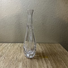 This is an 8-inch Atlantis Crystal Cameo bud vase with vertical fluting.