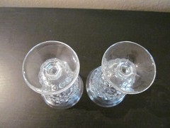 2 FOSTORIA AMERICAN GLASS 5 5/8″ LOW WATER GOBLETS 1915 TO 1982 CUBE CUT