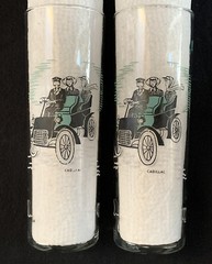 2 Vintage 1950’s Antique Cars Aqua, Black & White Tom Collins Glasses, 16 oz