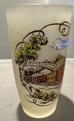 Vintage Currier and Ives Frosted drinking glasses 5 1/8″ tall