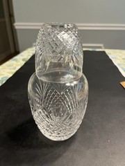 Waterford Style Crystal Vintage Tumble Up Bedside Carafe And Tumbler Glass