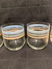 Vintage International Coronado Glassware Juice Lowball Set Of 4 Blue Gray Peach