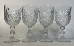 4 Vnt Libby STAR OF DAVID Hobstar Starburst Goblets Glasses Water Wine 12oz 7.25