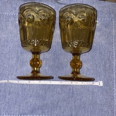 Vintage Yellow Amber Bartlett Collins St Genevieve Goblets Two