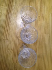 Set of 4 Crystal Cut Stemmed Wine Glasses Goblets 7.5″ Elegant Barware