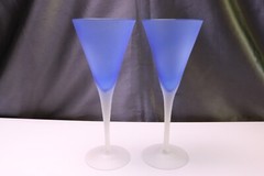 2 Blue Matte Frosted Stem Wine Glasses 9 » Dorothy Thorpe ?