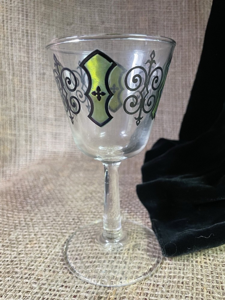 Lot of 7,Mid-Century Black/Green Espana Swirl Star Glass Liquor 5 1/4″- Vintage