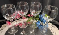 4 Optic Rib Clear Crystal Round Wine Glasses Goblets Hocks Set