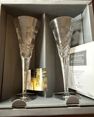 NWT Waterford Millennium Crystal Toasting Flutes PEACE Set of 2 Original Box