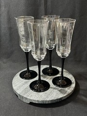 Luminarc Octime France Cristal Black Stem Flutes Champagne Glasses 8.5″ set of 4