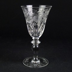 Hawkes Signed Mitres & Fruits Cut Wine Glasses Set, Antique Intaglio 6030 5 3/8″