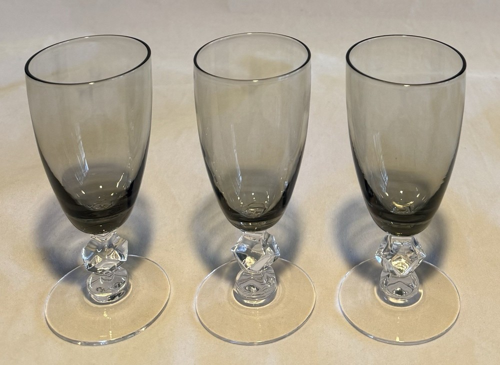 Vintage Tiffin Franciscan Dawn Smoke Juice Glasses Set of 3 Mid Century Stemware