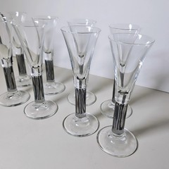 Vintage Set of 8 Thomas Colonna Graphic Black Stripes Cordial Glass Stemware