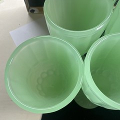 Lot of 10 Jadeite Green Amelie Sunflower Mini Goblet Cordial Shot Glasses MINT