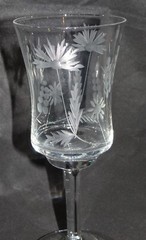 Wine Glass Etched Wheat Wild Flower Clear Drinking Glass Wine Glass Cordial