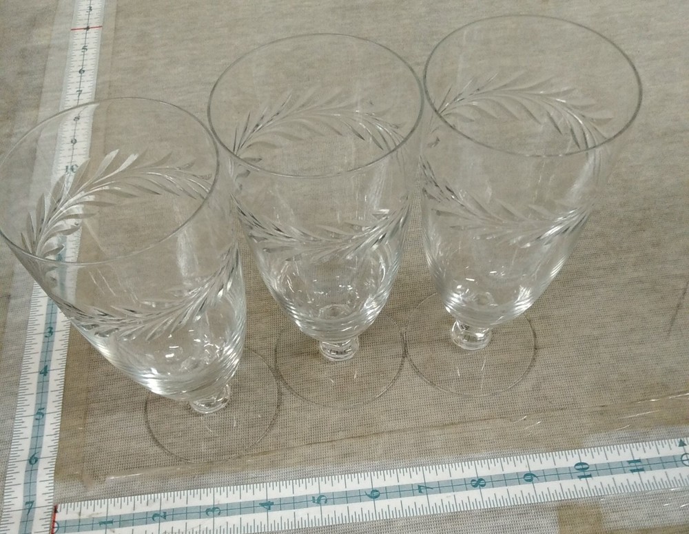 3 Fostoria Holly Clear 6.5″ Footed Iced Tea Glasses Stem Pattern