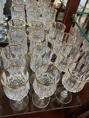 Cristal D Arques Longchamp Gold Rim Crystal Wine Glasses 6 1/2” Set of 6 France