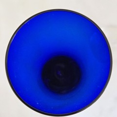 6 UNION STREET ASTA Cobalt Blue Champaign Flutes Hand Blown Art Glass GUY CORRIE