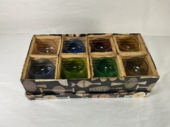 Set of 8 Vintage Snifters Liquor Glasses Harlequin Cordial Set Retro Barware