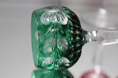 Set of Five (5) Beyer Crystal Cordial Glasses Multi-color Cut To Clear MINT