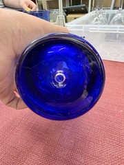 BLOCK “STOCKHOLM” Highball Glass 6.25”H Cobalt Blue w/Air Bubble Base