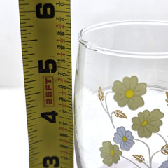 Libbey Dogwood Floral 16oz Drinking Glass Pink Frost Avocado Color Base Retro