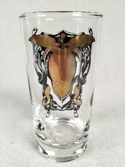 4 Vtg MCM Highball Glasses Goth Halloween Black Gold Intertwined Snakes Caduceus
