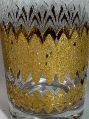 Vintage Pasinski Highball Glass MCM 22K gold encrusted filigree