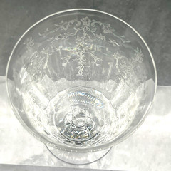 Fostoria Navarre Clear Footed Tumbler 5 3/8″ 10oz Etched Flowers Excellent