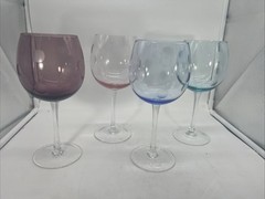 SET OF 4 WATERFORD MARQUIS CRYSTAL POLKA DOT BALLOON 8.5” WINE GLASSES GOBLETS