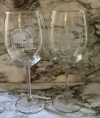 NASHOBA VALLEY WINERY Wine Glasses 9” Bolton MA Independent SET OF 2 Stems