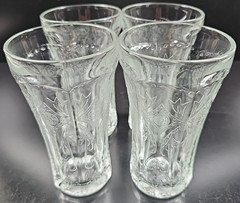 4 Indiana Glass Recollection Clear 14 Oz Tumblers Set Vintage Cut Etch Retro Lot