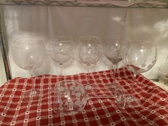 Vintage Cheers by Mikasa Balloon Glasses. Features Cut Lines Dots Strip Set Of 6