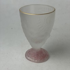 Christina SALUSTI Fossil Glass Pink Footed Cordial Tumbler 3.5”, Signed 1997