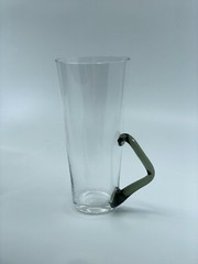 4 crystal tall glasses with applied smoke glass handblown handle