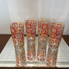 MCM Atomic Set Of Four Geometric Design Glasses 60s 