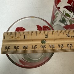 Vtg 1960’s MCM Anchor Hocking Red Rose Juice 8oz Drinking Glasses 4 5/8 In Set 3