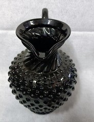 Vintage Black Hobnail Pitcher And Glasses Set