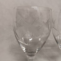Tiffin Franciscan Marie Wine Glasses 4 Etched Crystal Stem #018 6 1/2″ x 3″