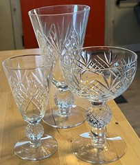 MORGANTOWN Cocktail, Champagne, Wine Glass; Faceted, Golf ball Stem Vintage